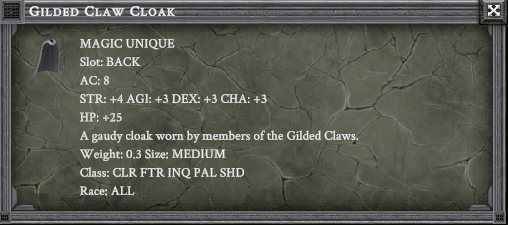 GILDED CLAW CLOAK item card